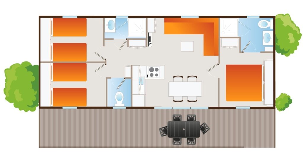 Cottage Chêne 6 pers 3 Bdrms 2 Bthrms **** air-con