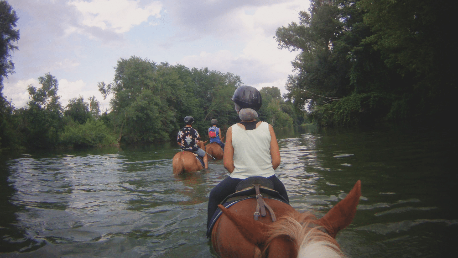 traversée de la rivière au cheval en Ardèche